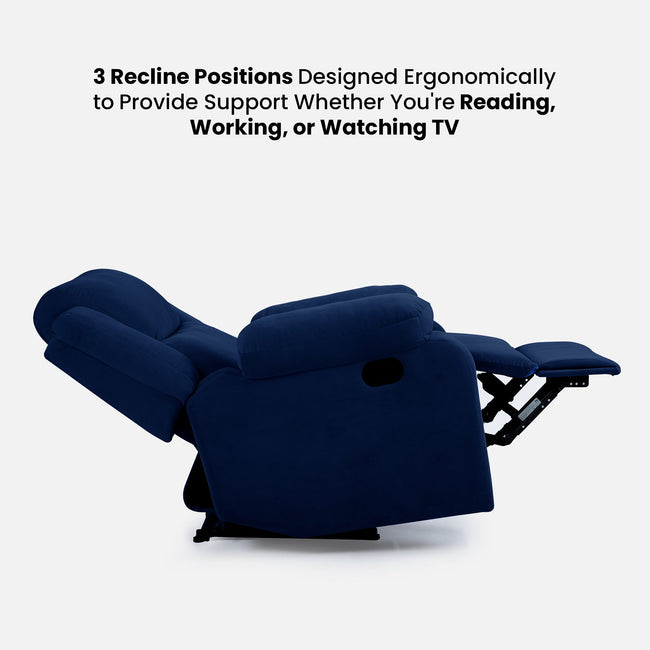 Comfy Rocking Revolving and Recline 1 Seater Recliner Sofa with Soft Suede Fabric