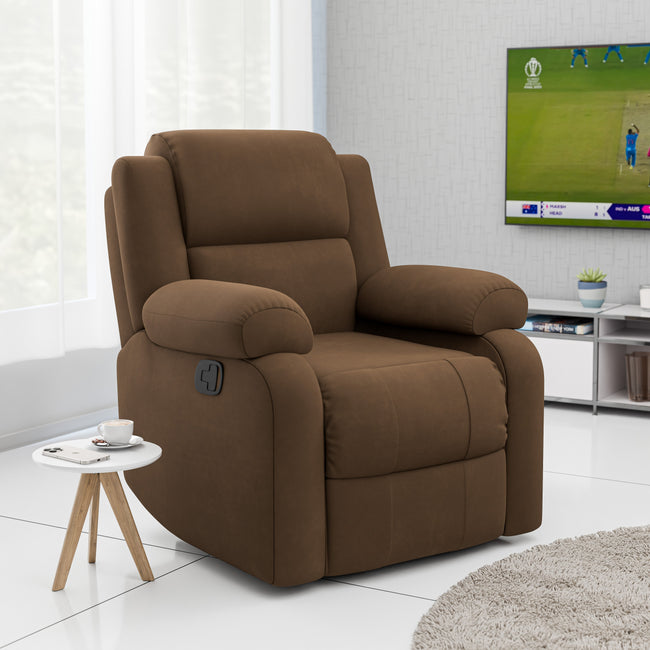 Comfy Rocking Revolving and Recline 1 Seater Recliner Sofa with Soft Suede Fabric