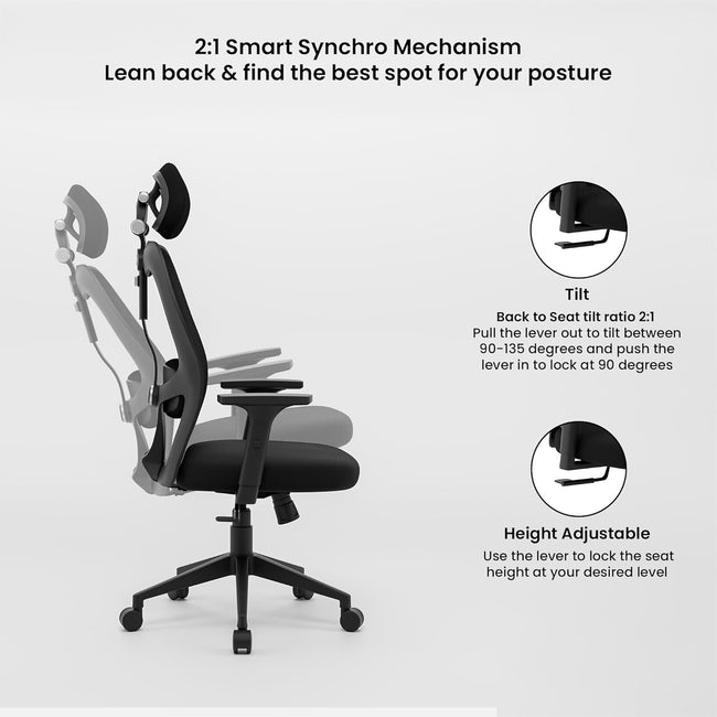 Green Soul Renewed Yoga High 1D Armrest Back Mesh Office Chair