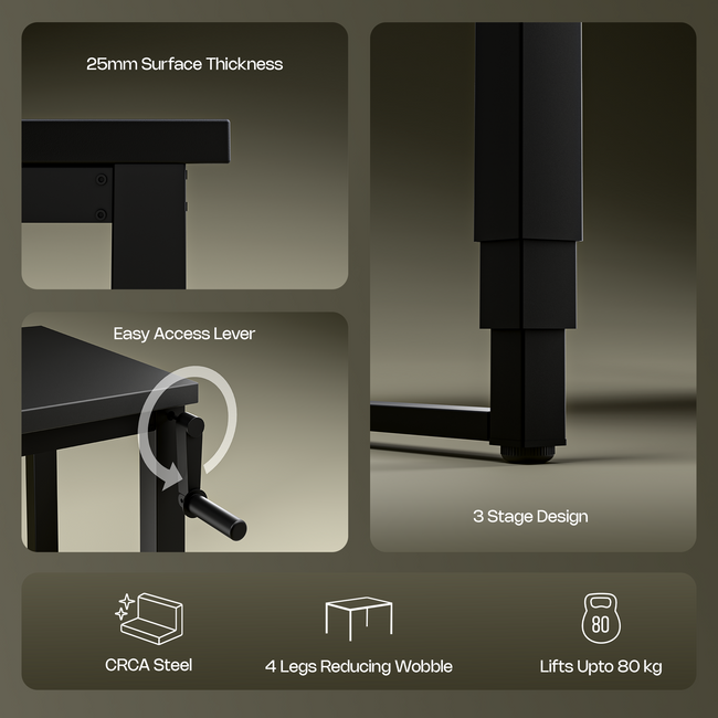 Green Soul Rise Manual Height Adjustable Table