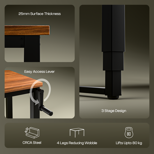 Green Soul Rise Manual Height Adjustable Table
