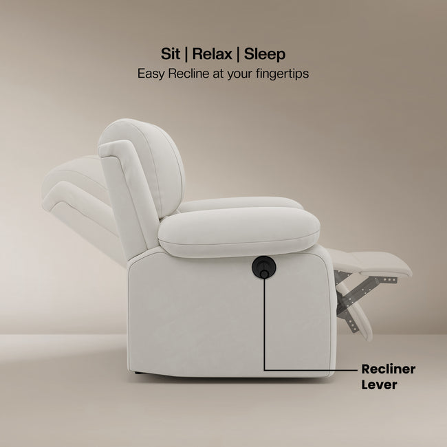 Laze (R1) Single Seater Electric Recliner Sofa with Soft Suede Fabric