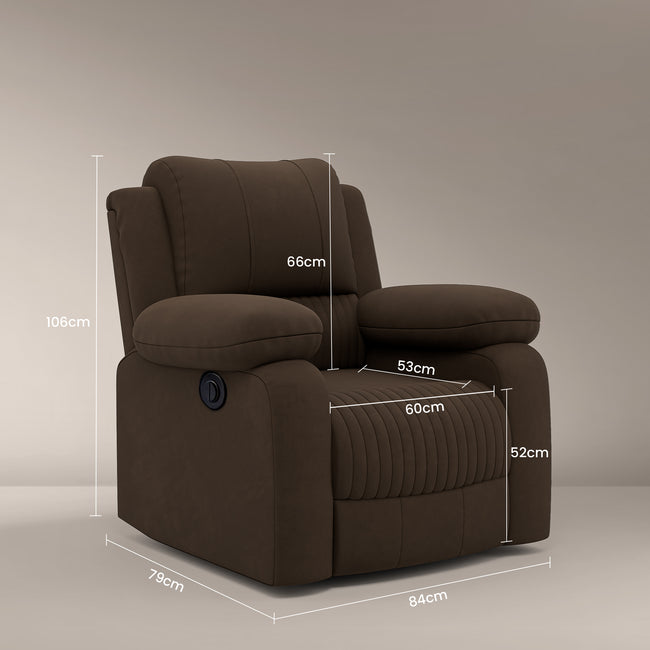 Laze (R1) Single Seater Electric Recliner Sofa with Soft Suede Fabric