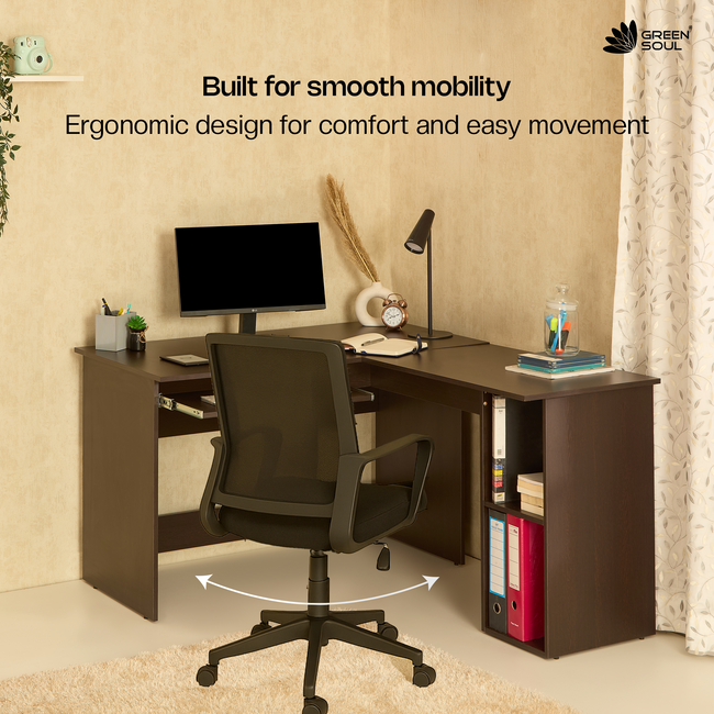 Green Soul Brixton L-Shaped Corner Desk (4ft + 4.5ft) | Engineered Wood