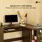 Green Soul Brixton L-Shaped Corner Desk (4ft + 4.5ft) | Engineered Wood