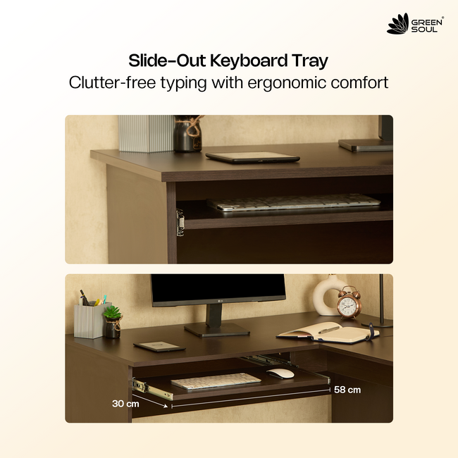 Green Soul Brixton L-Shaped Corner Desk (4ft + 4.5ft) | Engineered Wood