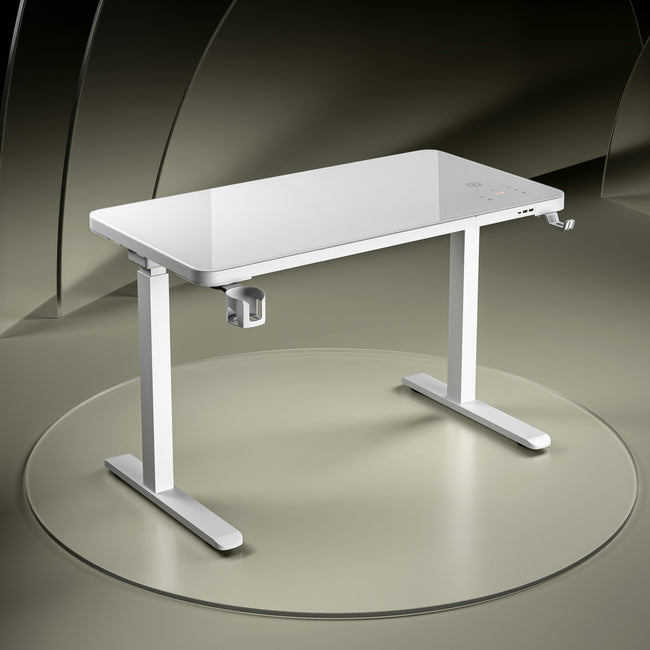 Prism Premium Height Adjustable Table Writable Glass Top with Integrated Smart Charging & Touch Controller