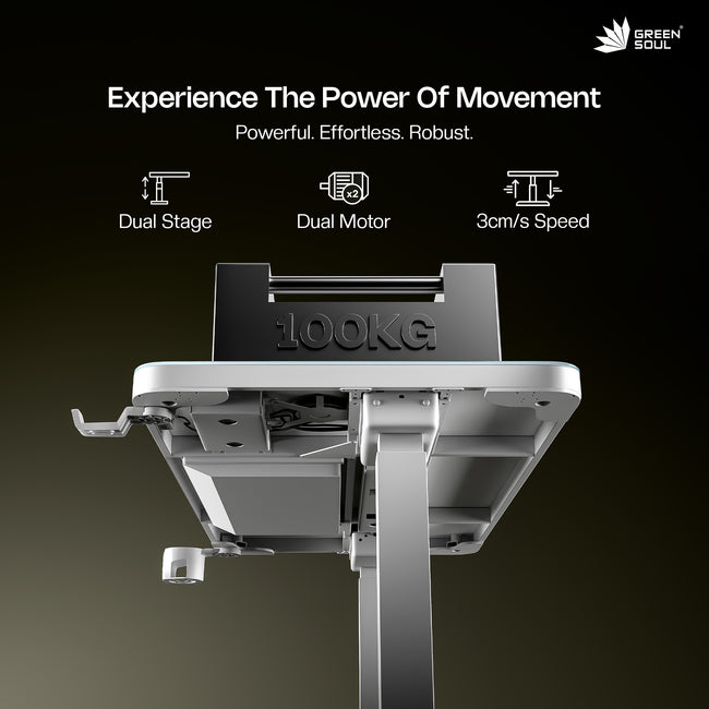 Prism Premium Height Adjustable Table Writable Glass Top with Integrated Smart Charging & Touch Controller