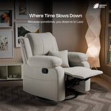 Green Soul Laze 2.0 Rock, Revolve & Recline (R3) Easy Access Side Pocket & Soft Cushion Single Seater Manual Recliner Sofa