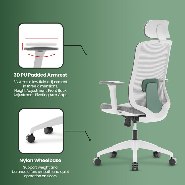 Green Soul Renewed Cosmos Green High Back Premium Office Chair Renewed Green Soul Ergonomics