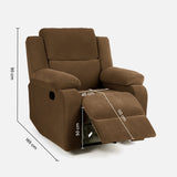 Comfy Rocking Revolving and Recline 1 Seater Recliner Sofa with Soft Suede Fabric