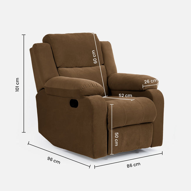 Comfy Rocking Revolving and Recline 1 Seater Recliner Sofa with Soft Suede Fabric