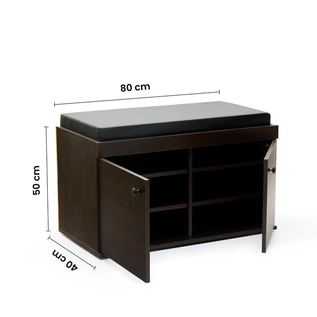 Fortuna 2 Door Shoe Rack with Seating 3 Shelves, 2 Doors Stores up to 12 Pair of Shoes