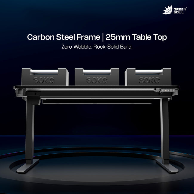 Phantom Gaming Height Adjustable Table with Smart Cable Routing and Inbuilt Monitor Riser