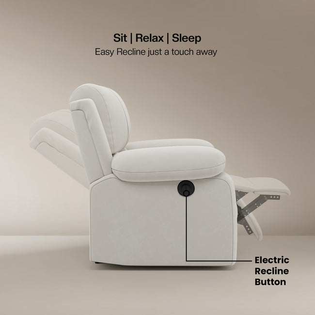 Laze (R1) Single Seater Electric Recliner Sofa with Soft Suede Fabric