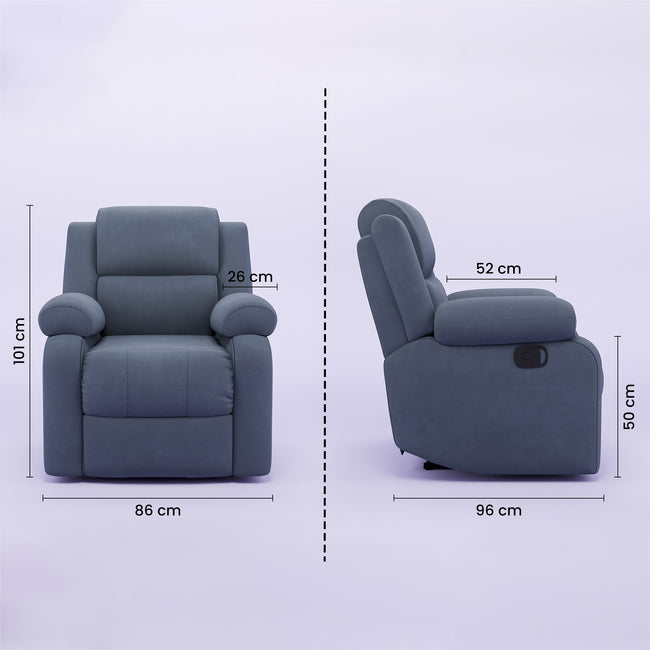 Comfy Rocking Revolving and Recline 1 Seater Recliner Sofa with Soft Suede Fabric