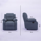 Comfy Rocking Revolving and Recline 1 Seater Recliner Sofa with Soft Suede Fabric
