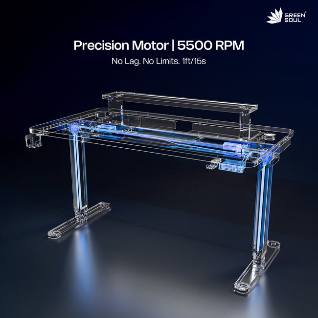 Phantom Gaming Height Adjustable Table with Smart Cable Routing and Inbuilt Monitor Riser