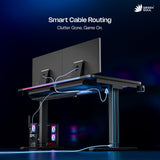 Phantom Gaming Height Adjustable Table with Smart Cable Routing and Inbuilt Monitor Riser