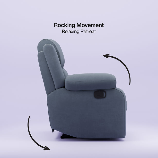 Comfy Rocking Revolving and Recline 1 Seater Recliner Sofa with Soft Suede Fabric
