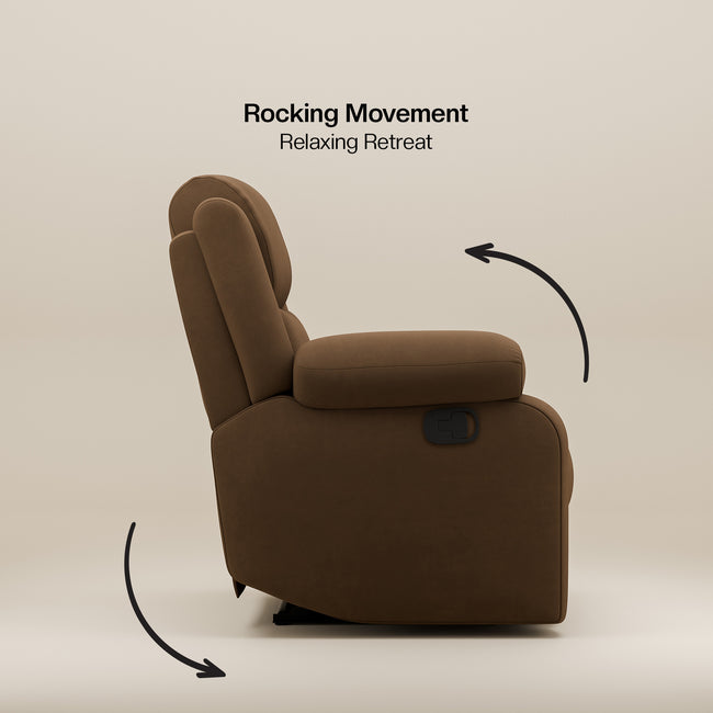Comfy Rocking Revolving and Recline 1 Seater Recliner Sofa with Soft Suede Fabric
