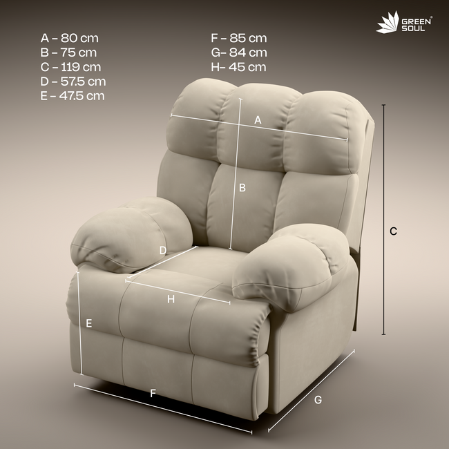 Green Soul Shangri-La Rocking, Revolving and Recline Single Seater Electric Recliner Sofa