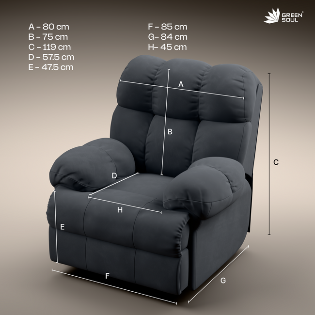 Green Soul Shangri-La Rocking, Revolving and Recline Single Seater Electric Recliner Sofa