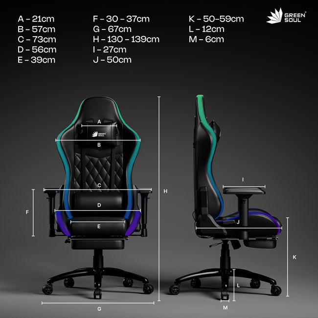 Green Soul Ghost RGB Ergonomic Gaming Chair Premium PU Leather Upholstery with Diamond Stitching