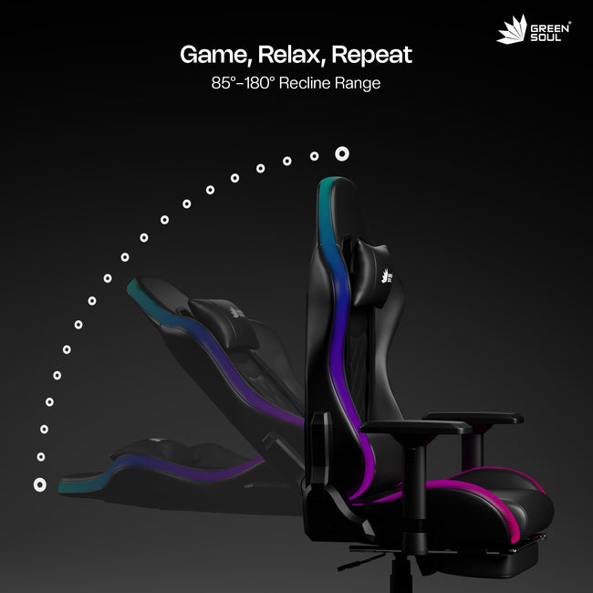 Green Soul Ghost RGB Ergonomic Gaming Chair Premium PU Leather Upholstery with Diamond Stitching