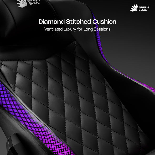 Green Soul Ghost RGB Ergonomic Gaming Chair Premium PU Leather Upholstery with Diamond Stitching