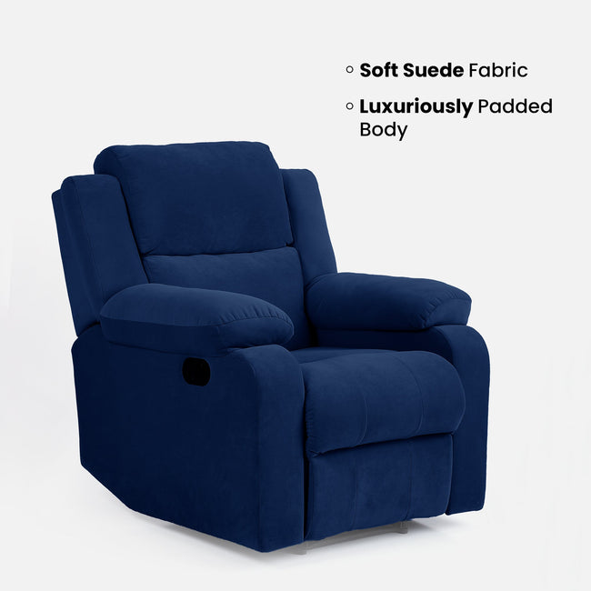 Comfy Rocking Revolving and Recline 1 Seater Recliner Sofa with Soft Suede Fabric