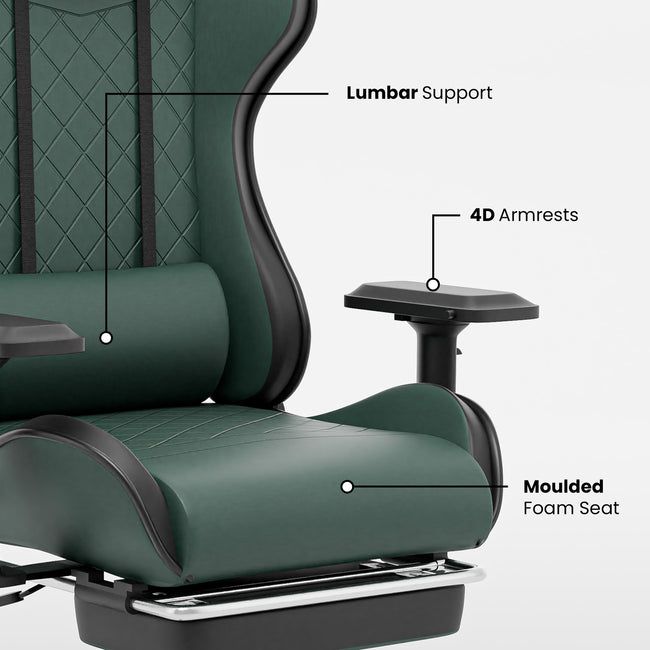 Green Soul Renewed Ghost Gaming Chair With Integrated Footrest