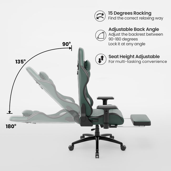 Green Soul Renewed Ghost Gaming Chair With Integrated Footrest