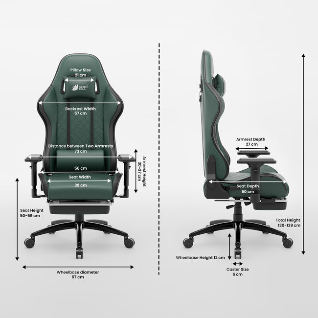 Green Soul Renewed Ghost Gaming Chair With Integrated Footrest