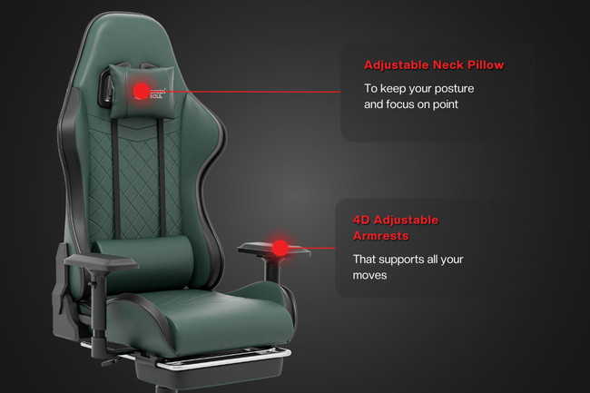 Green Soul Renewed Ghost Gaming Chair With Integrated Footrest