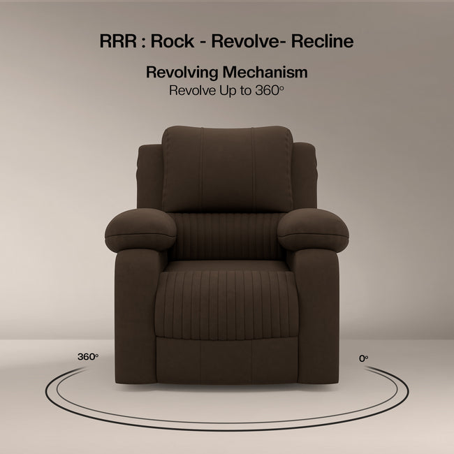 Laze (R1) Single Seater Electric Recliner Sofa with Soft Suede Fabric