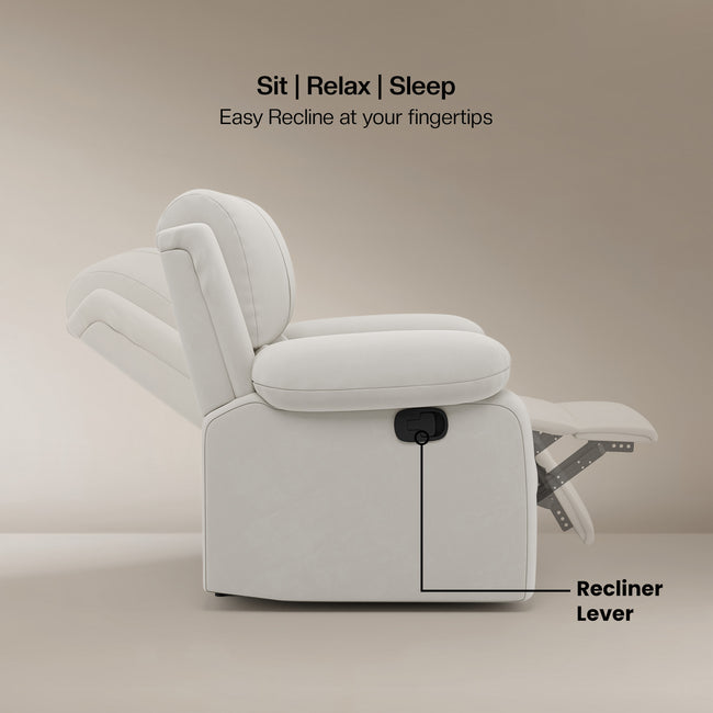 Laze (R1) Single Seater Electric Recliner Sofa with Soft Suede Fabric