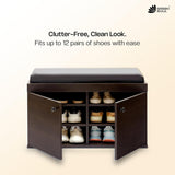 Fortuna 2 Door Shoe Rack with Seating 6 Shelves, 2 Doors Stores up to 12 Pair of Shoes