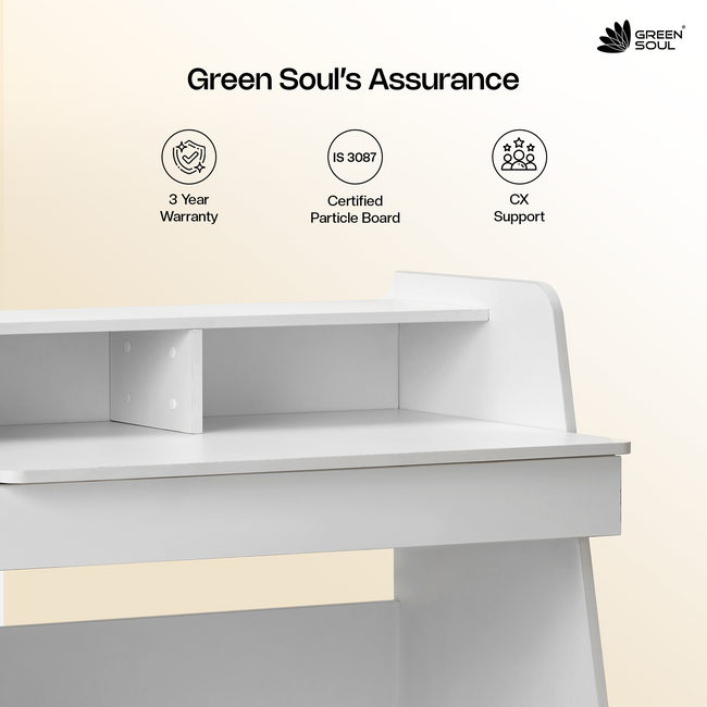 Green Soul Ripple Study Table for Home & Office |  3ft Wide | IS 3087 Certified