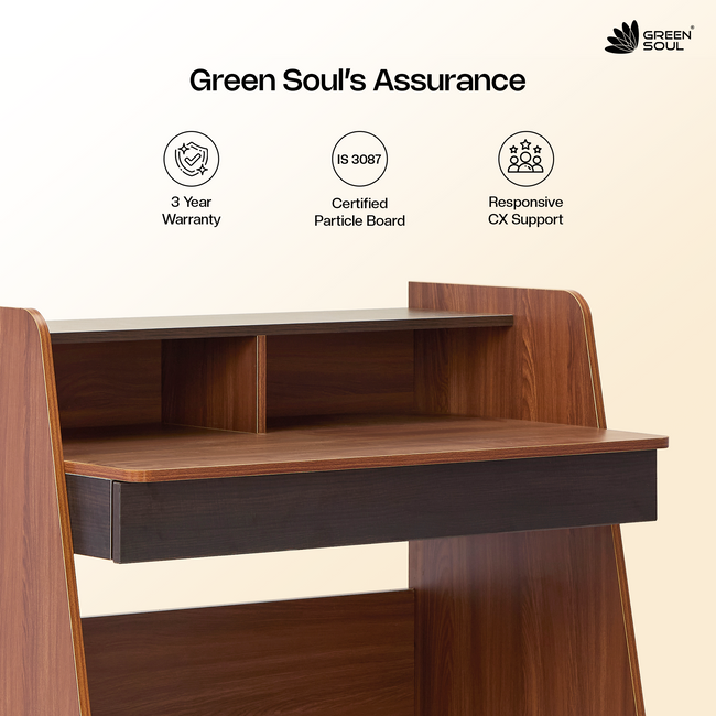 Green Soul Ripple Study Table for Home & Office |  3ft Wide | IS 3087 Certified