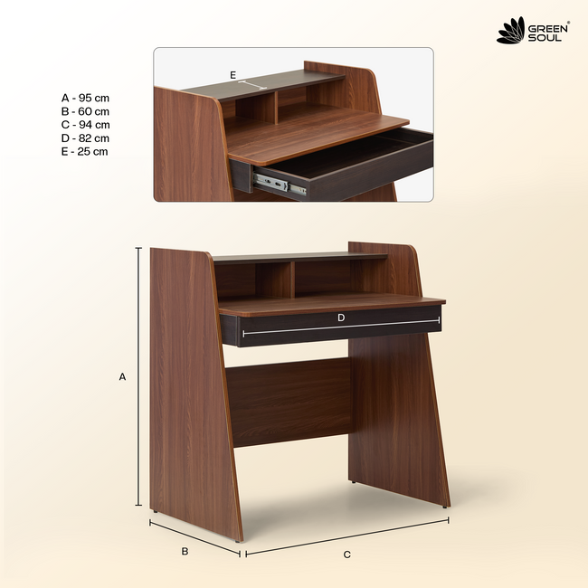Green Soul Ripple Study Table for Home & Office |  3ft Wide | IS 3087 Certified