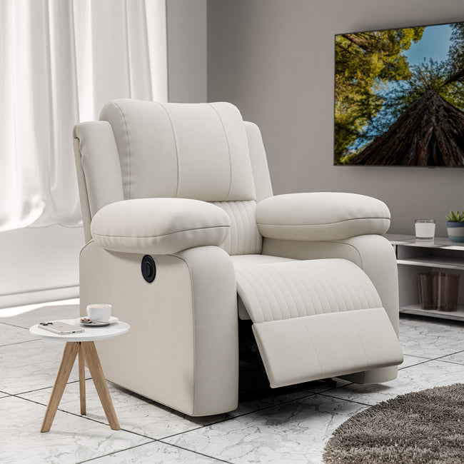 Laze (R1) Single Seater Electric Recliner Sofa with Soft Suede Fabric
