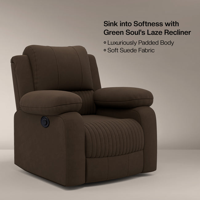 Laze (R1) Single Seater Electric Recliner Sofa with Soft Suede Fabric