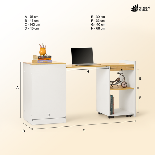 Kyoto 4.6ft Study Table with Space-Saving Design | Engineered Wood Desk