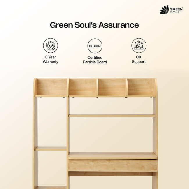 Oaklyn Study Table, 3.4 ft Engineered Wood Desk with Open Backless Design