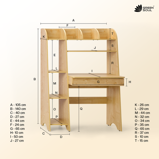 Oaklyn Study Table, 3.4 ft Engineered Wood Desk with Open Backless Design