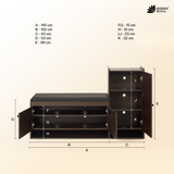 Fortuna 2+1 Door Engineered Wood Shoe Rack with Seating 8 Shelves, 3 Doors Stores up to 25 Pair of Shoes