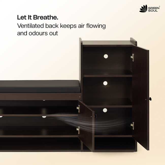 Fortuna 2+1 Door Engineered Wood Shoe Rack with Seating 8 Shelves, 3 Doors Stores up to 25 Pair of Shoes