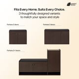 Fortuna 2+1 Door Engineered Wood Shoe Rack with Seating 8 Shelves, 3 Doors Stores up to 25 Pair of Shoes