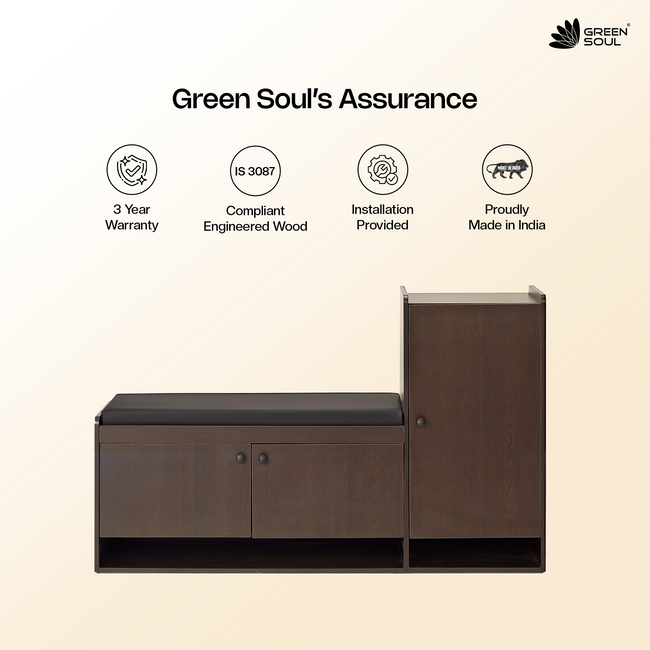 Fortuna 2+1 Door Engineered Wood Shoe Rack with Seating 8 Shelves, 3 Doors Stores up to 25 Pair of Shoes